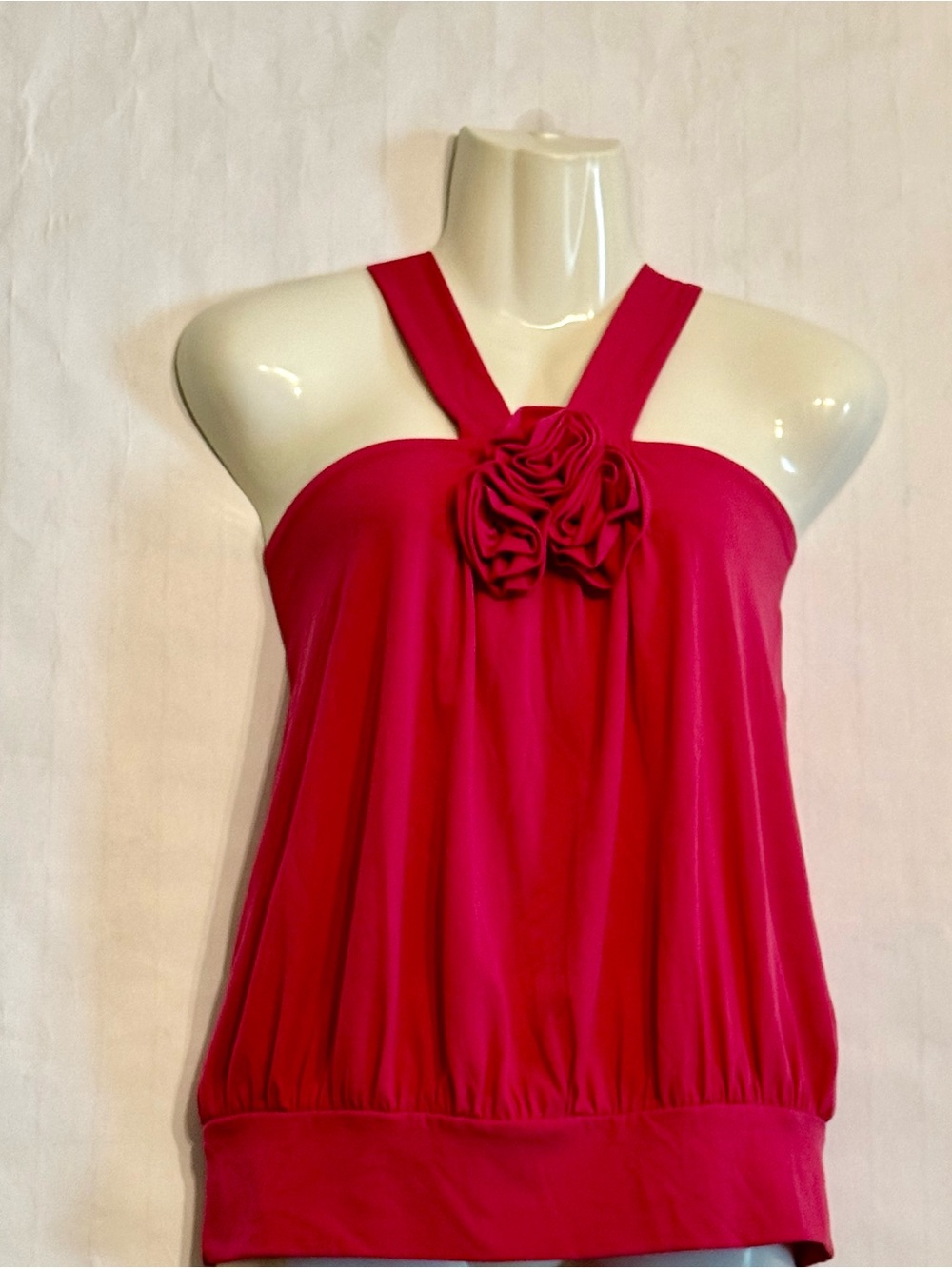 Fuchsia Halter Rosette Camisole Top